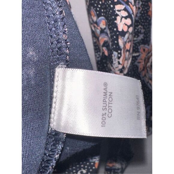 GREAT CONDITION J JILL SIMPLY SUPIMA SCOOP NECK LS TUNIC/TOP LARGE NAVY PAINTED - Picture 3 of 7